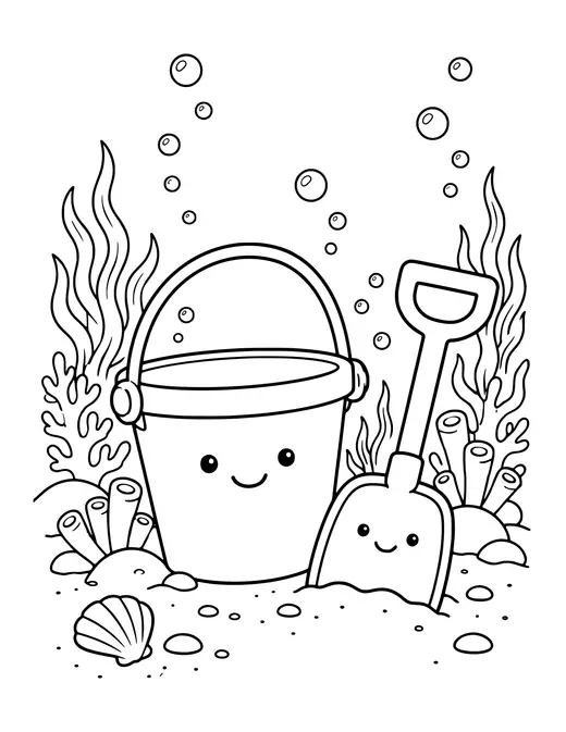 Beach Bucket and Spade coloring page