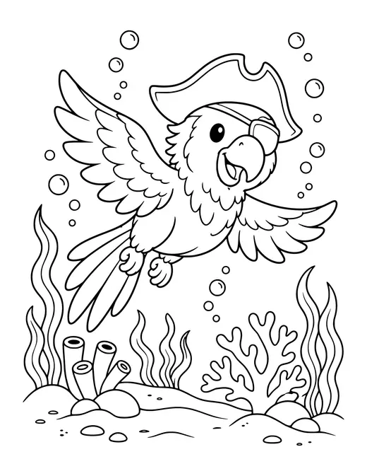 Pirate Parrot at Sea coloring page