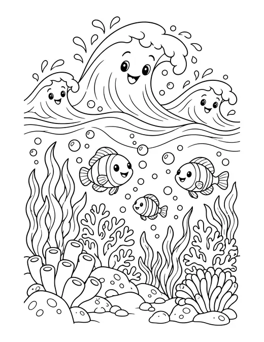 Ocean Waves Pattern coloring page