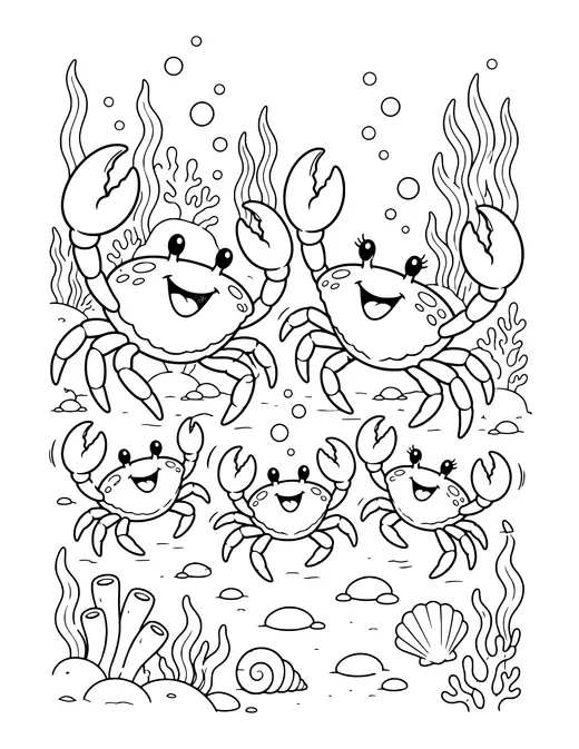 Crab Family Dance coloring page