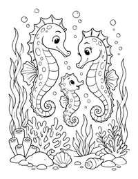 Seahorse Family coloring page