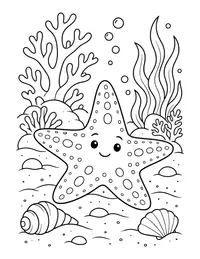 Starfish on the Sand coloring page