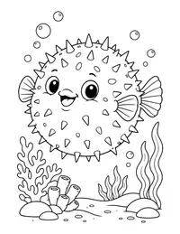 Pufferfish Puffed Up coloring page