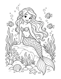Mermaid on a Rock coloring page