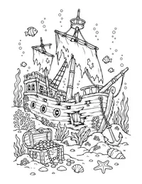 Sunken Pirate Ship coloring page