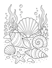 Shells on the Beach coloring page