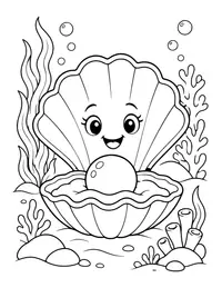 Clam with a Pearl coloring page