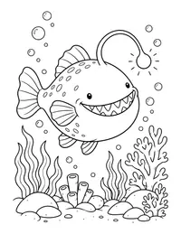 Anglerfish in the Deep coloring page