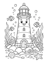 Lighthouse by the Sea coloring page