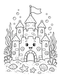 Beach Sandcastle coloring page