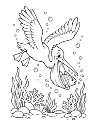 Pelican Catching Fish coloring page
