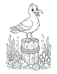 Seagull on a Post coloring page