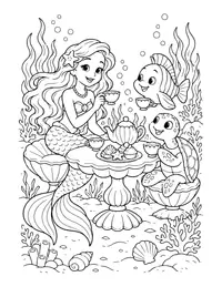 Mermaid Tea Party coloring page