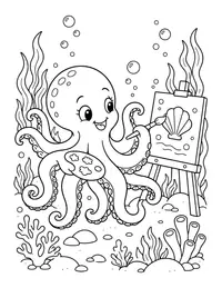 Octopus Painting coloring page
