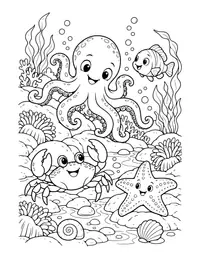 Tide Pool Friends coloring page