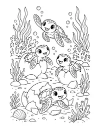 Baby Turtles Hatching coloring page