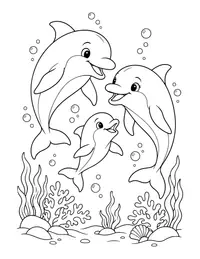Dolphin Family coloring page