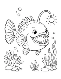 Glowing Deep Sea Fish coloring page