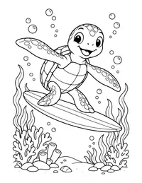 Surfing Turtle coloring page