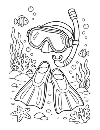 Snorkel Mask and Fins coloring page