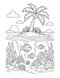 Coconut Palm Island coloring page