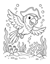 Pirate Parrot at Sea coloring page